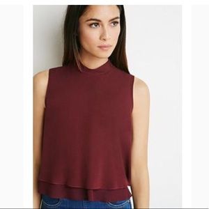 F21 Burgundy Mock Neck Tank NWOT